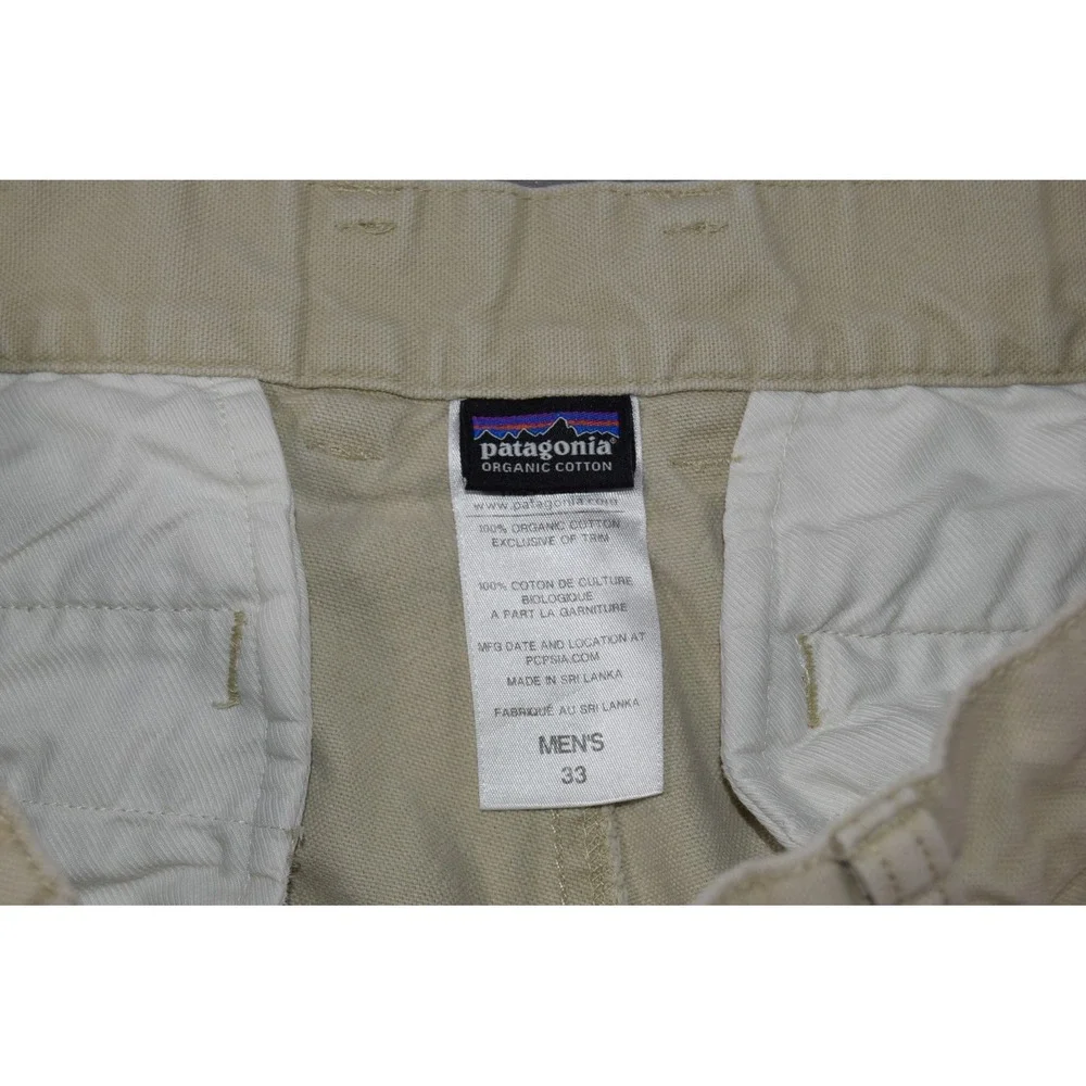 Patagonia Mens 33 Khaki Duck Canvas Workwear Straight Leg Organic Cotton 56831